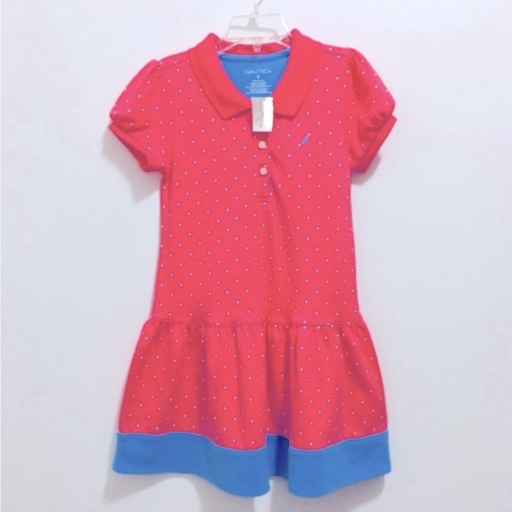 NWT Nautica Girls Pink Polka Dot Cotton Dress